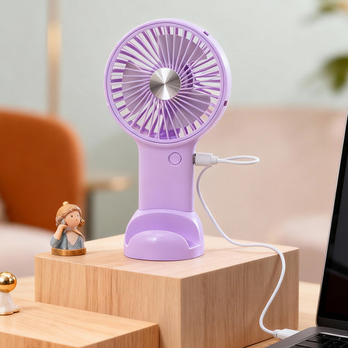 Kvinnelig bærbar håndholdt vifte med variabel hastighetskontroll og ergonomisk design Skanto