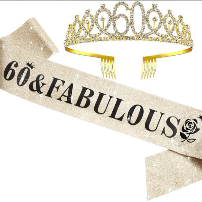 Damer Glitrende bursdags tiara sett med sashes Skanto
