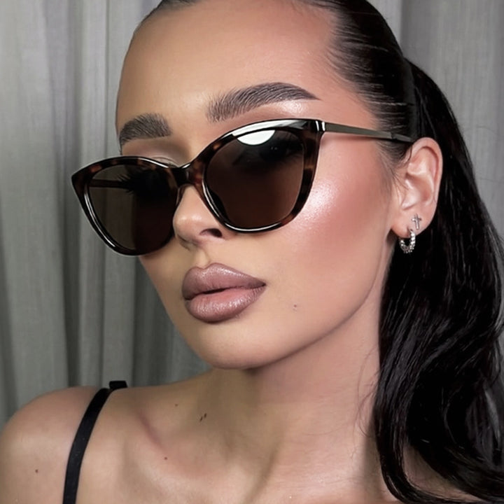 Dame elegant Cat-Eye solbrille med høy kvalitet ramme og UV-beskyttelse Skanto