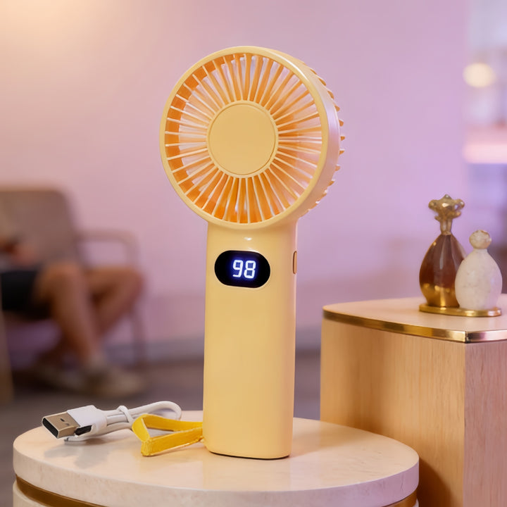Damehåndvifte med digitalt temperaturdisplay Skanto