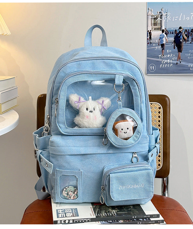 Casual Clear Panel Skole Ryggsekk