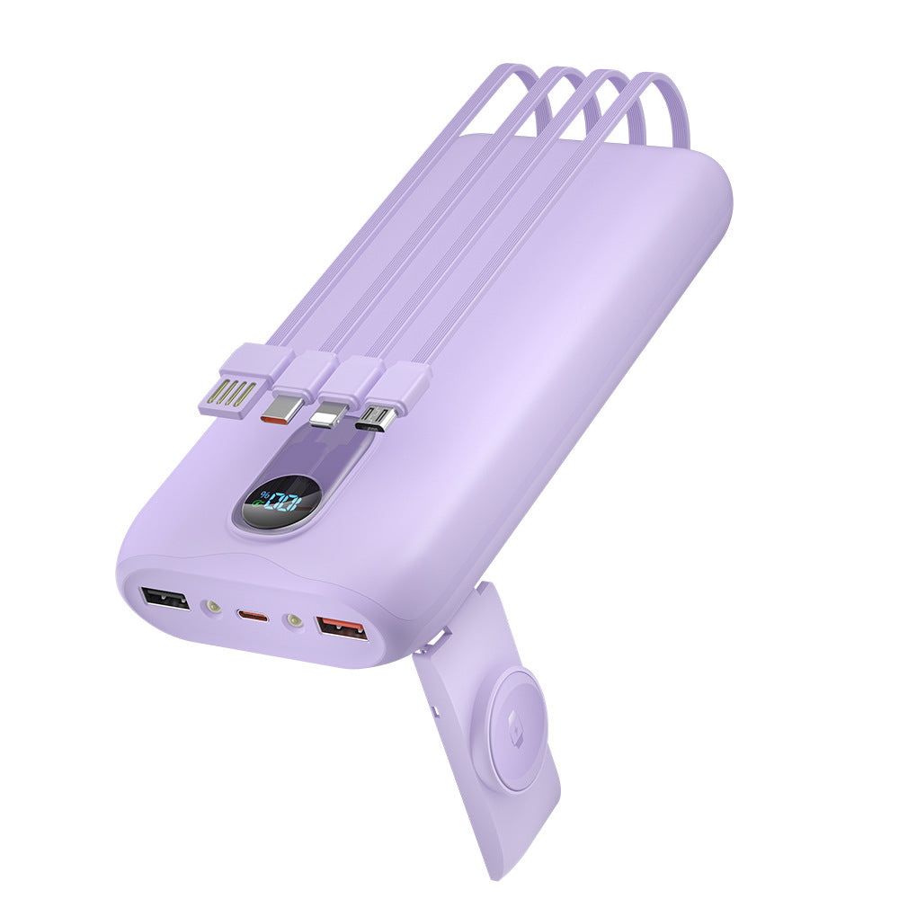 Bærbar powerbank med innebygde ladekabler og LCD-skjerm Skanto