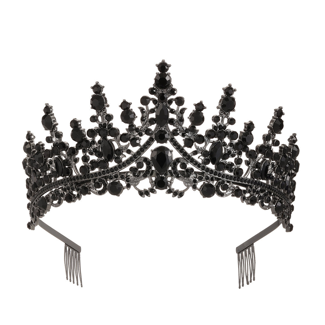 Damer Opulent Tiara med svart krystallbesetning Skanto