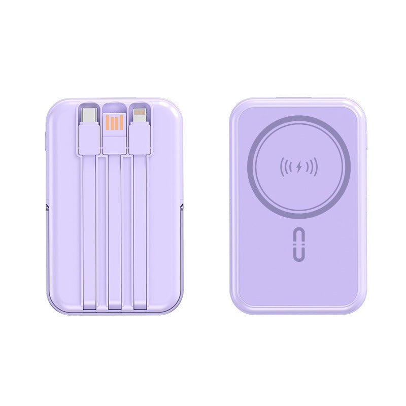 Bærbar powerbank med integrert ladekabel og trådløs ladefunksjon Skanto