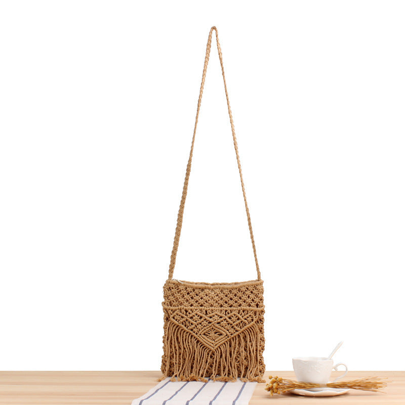 Macrame Shoulder Bag with Fringe Detail Skanto