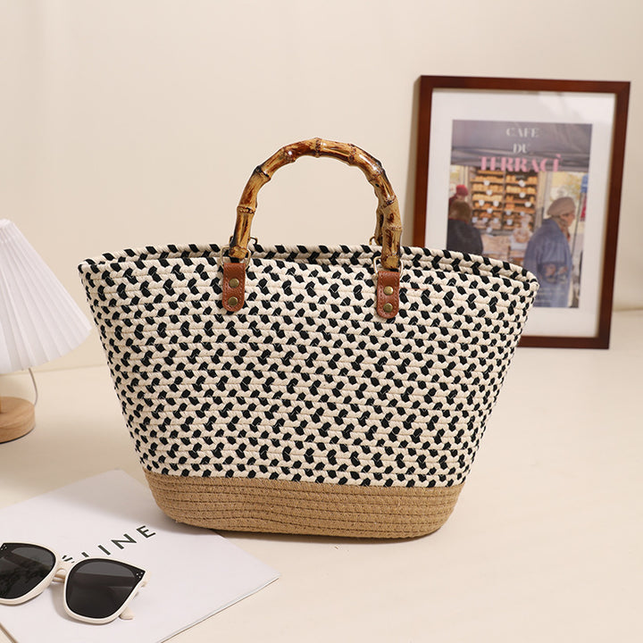 Elegant Bast Shopper med bambushåndtak Skanto