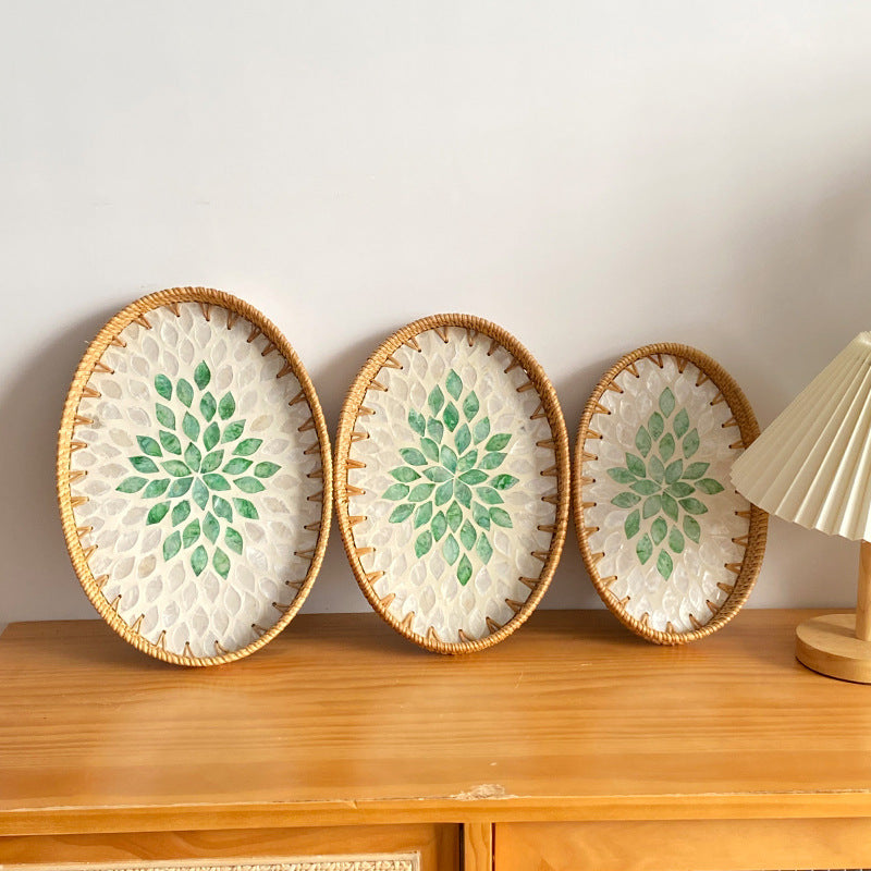 Dame Elegant Serveringsfat-set laget av håndvevd naturmateriale Skanto