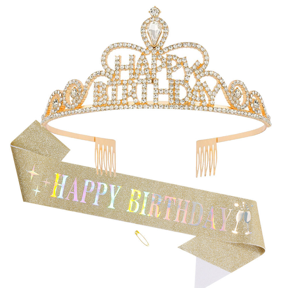 Dame Funkenkrone med "Happy Birthday" skrift Skanto