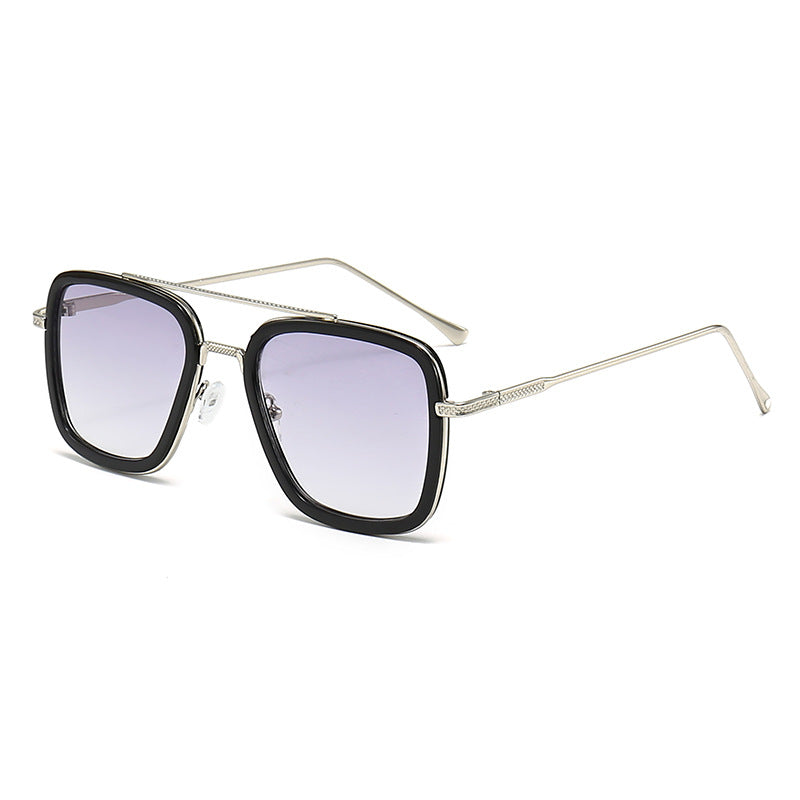 Dame moteristisk kvadratisk solbrille med glamorøs metallramme Skanto