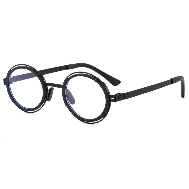 Damer moteriktig rund solbrille med elegant metallramme Skanto