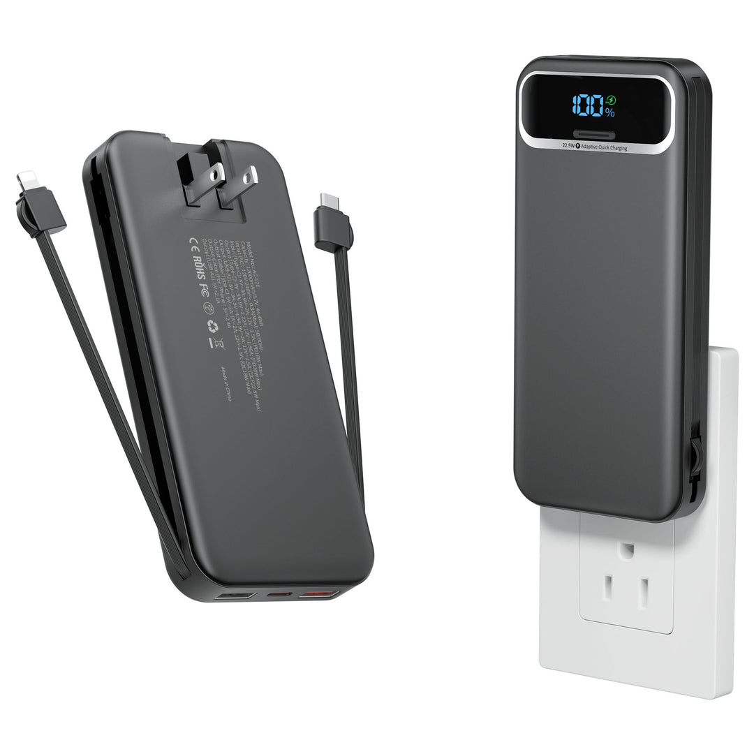 Powerbank med innebygd batterilader og LCD-skjerm Skanto