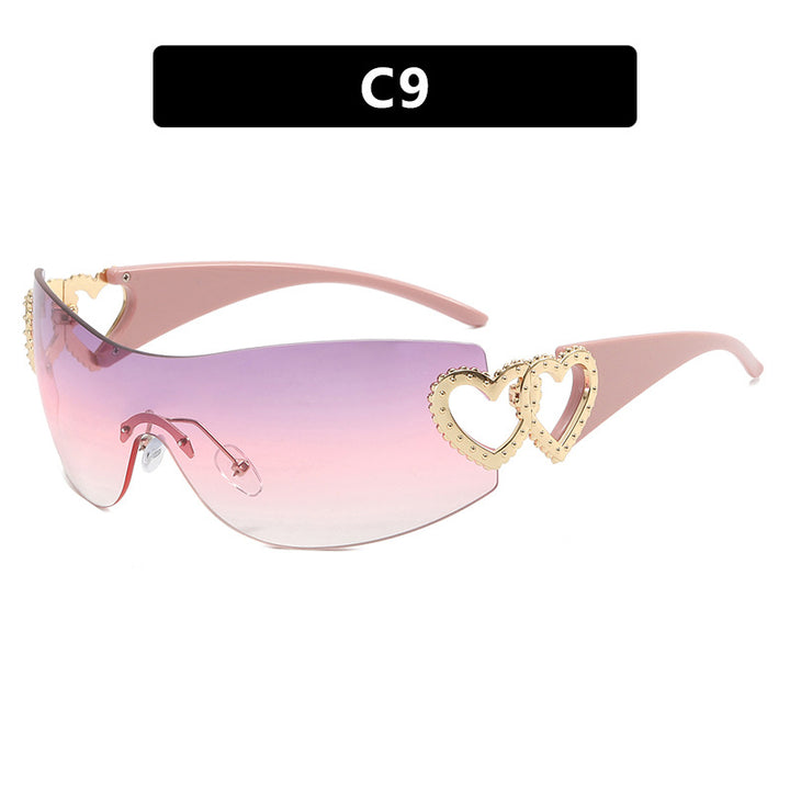 Dame Fashion-solbrille med hjerte-applikasjoner Skanto