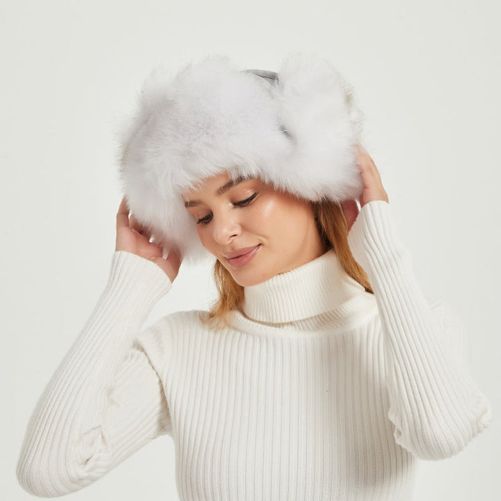 Skanto | Kvinners Chunky Faux Fur Vinterhue med Dyreører