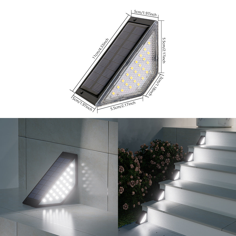 Triangulær soldrevet LED hjørnestepplampe Skanto