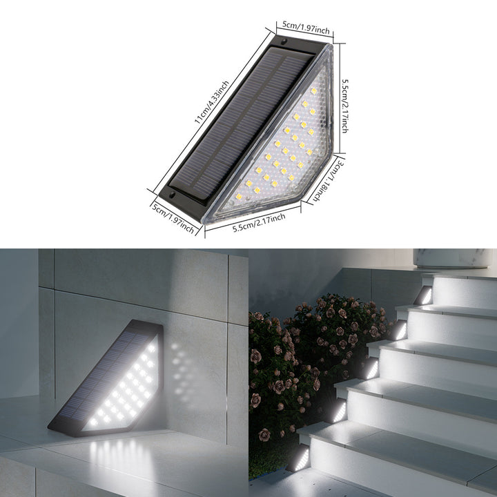 Triangulær soldrevet LED hjørnestepplampe Skanto