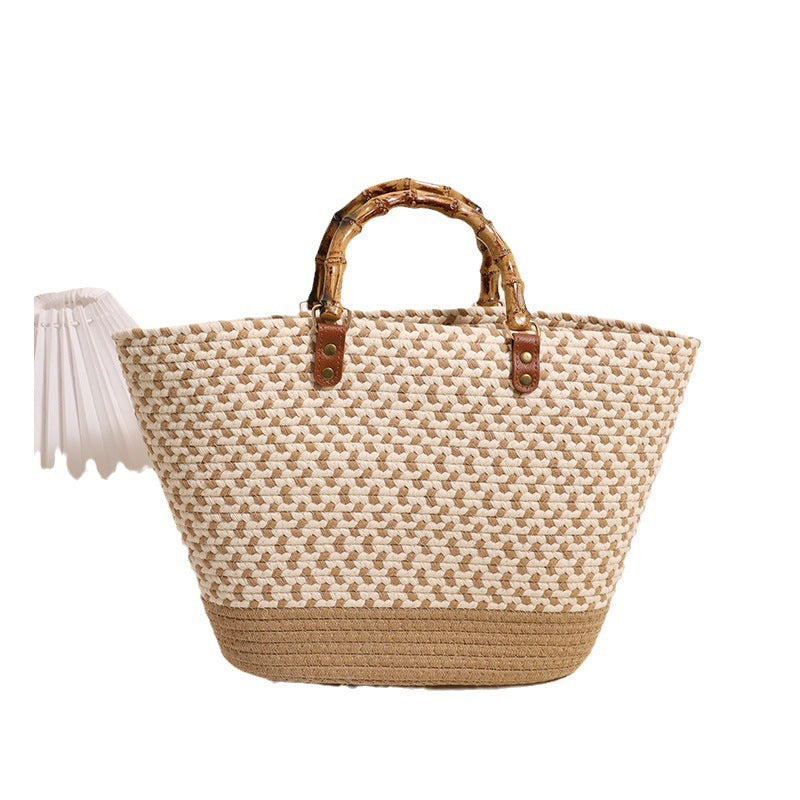 Elegant Bast Shopper med bambushåndtak Skanto