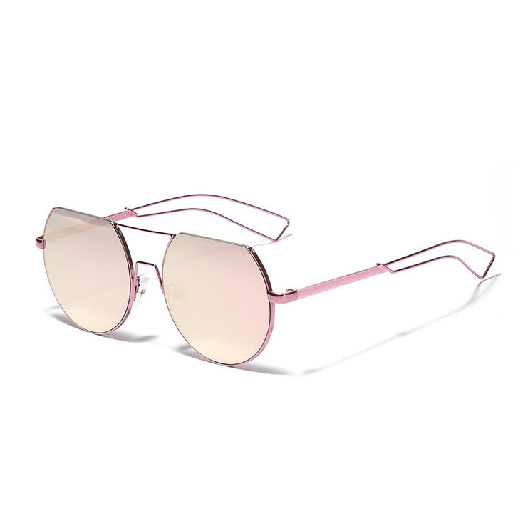 Dame geometrisk solbrille med gjennomsiktige linser og stilige metallrammer Skanto