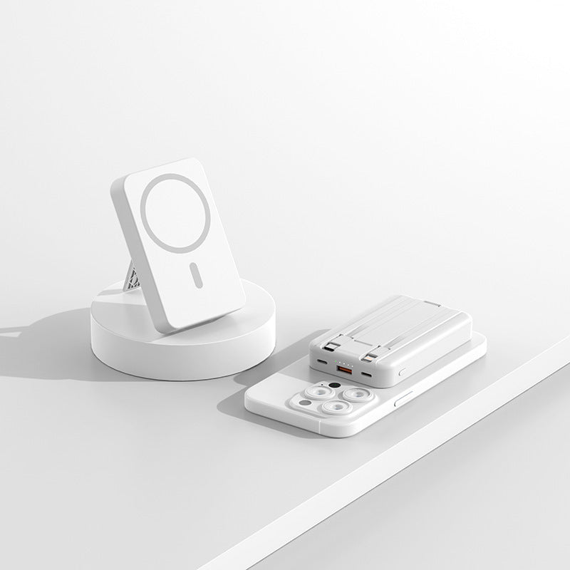 Magnetisk powerbank med Qi-ladefunksjon og stativfunksjon Skanto
