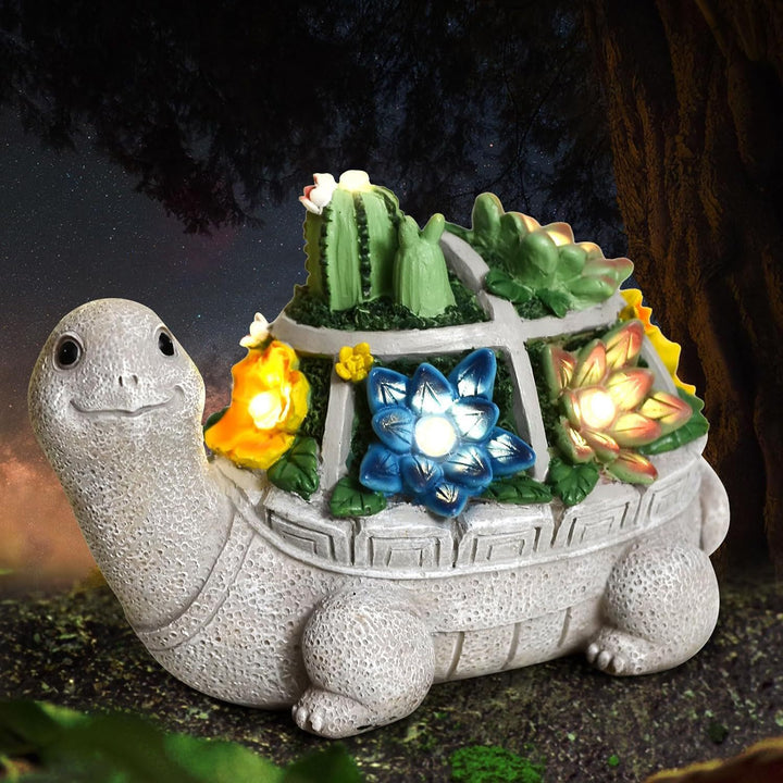Solar Powered Succulent Turtle Planter Night Light Ornament Skanto