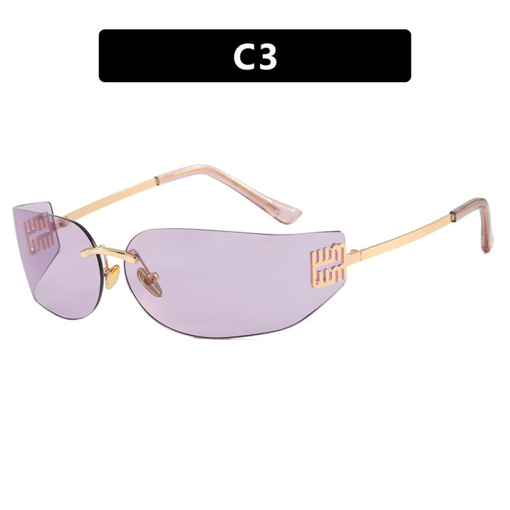Dame futuristisk designer solbrille med uvanlig ramme og UV-beskyttelse Skanto
