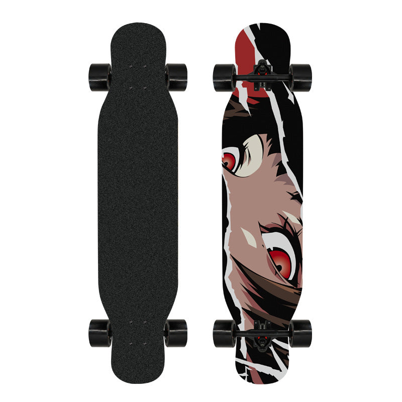 Kunstnerisk løveprydet longboard Skanto