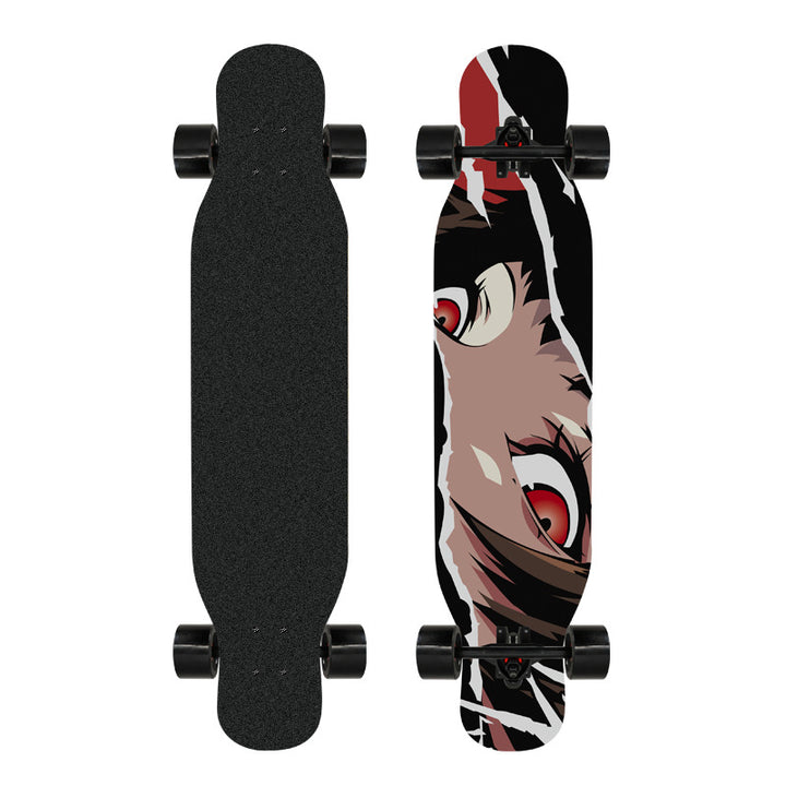 Kunstnerisk løveprydet longboard Skanto