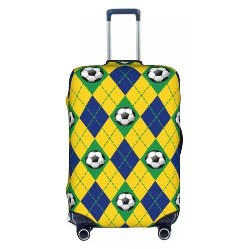 Unisex nan elastisk kofferversegulv med fotball-argyle-motiv, rivesterkt stretchdeksel for tralle med håndtak- og hjulåpninger Skanto