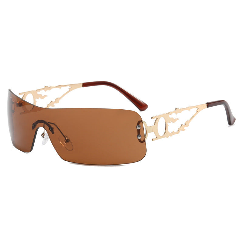 Dame futuristisk Shield-solbrille med unik ramme Skanto
