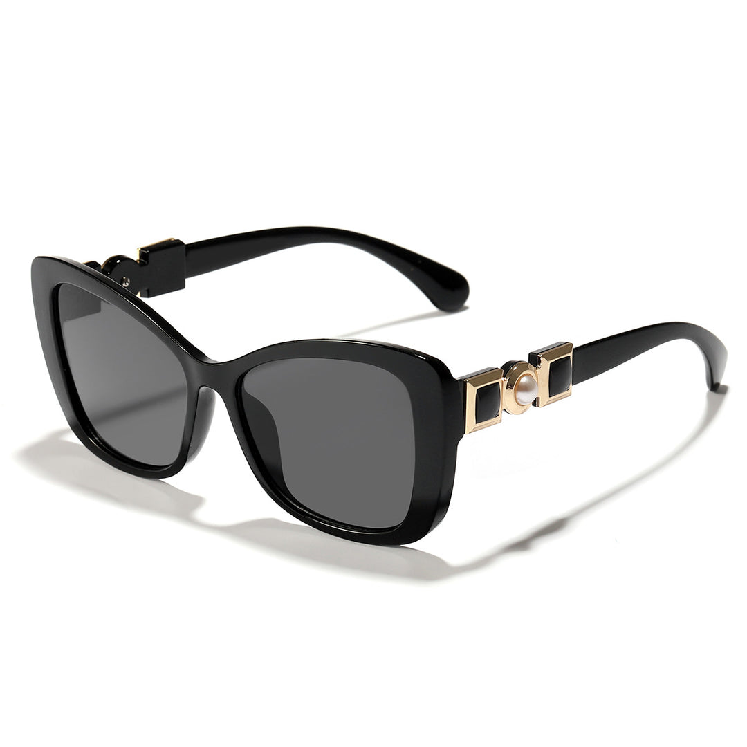 Dame Cat-Eye solbriller med elegant metallisk dekorasjon Skanto