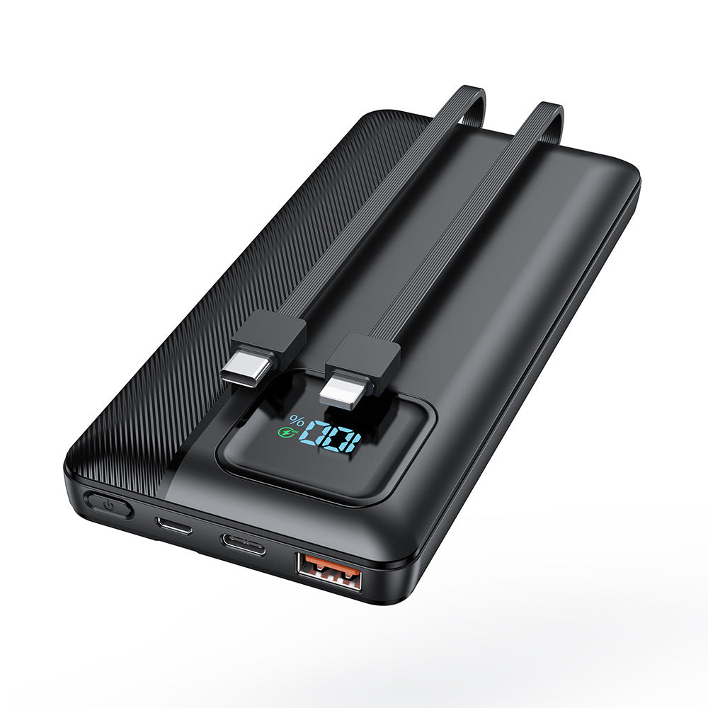 Powerbank med integrerte ladekabler og digital skjerm Skanto