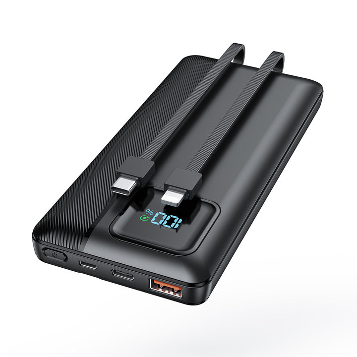 Powerbank med integrerte ladekabler og digital skjerm Skanto
