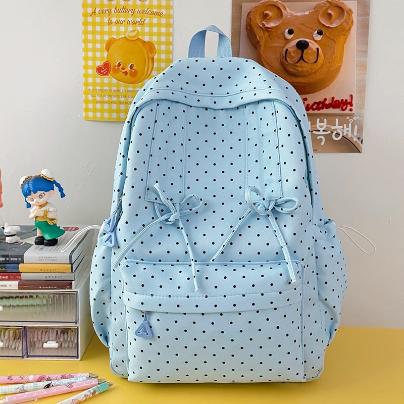 K casual polka dot mønstrede skoleveske