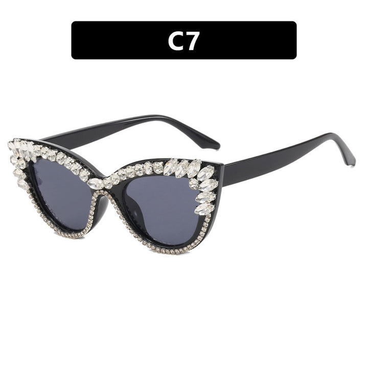 Damer ekstravagante Cat-Eye solbriller med glitrende rhinestones Skanto