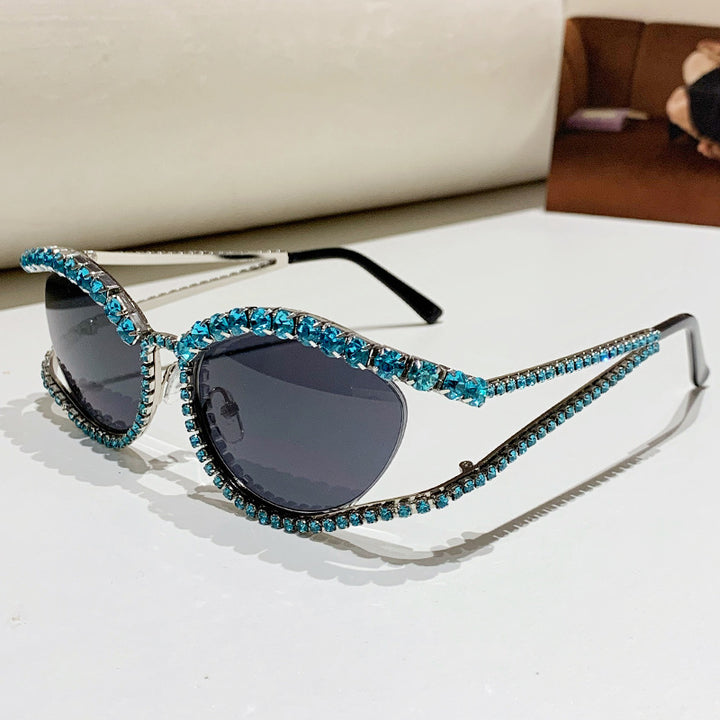 Dame Glamorøs solbrille med glitrende krystallakenter Skanto