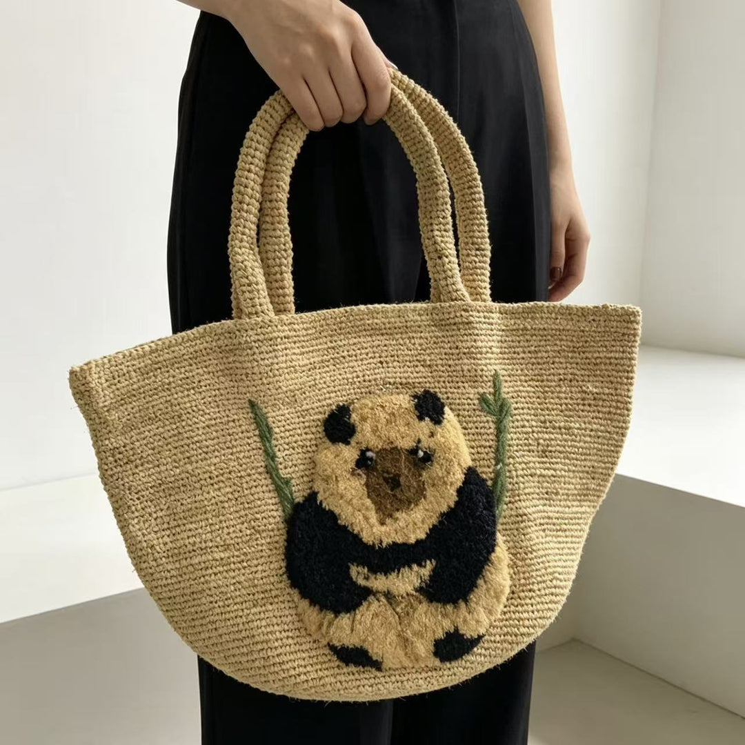 Sørhavsvennlig kurvveske med pandamotiv Skanto