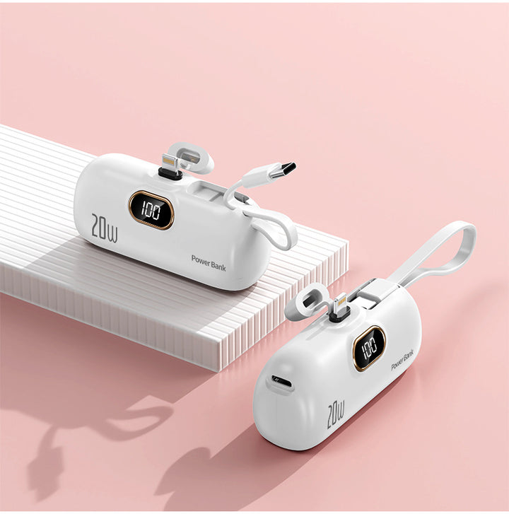 Powerbank med integrert ladekabel Skanto
