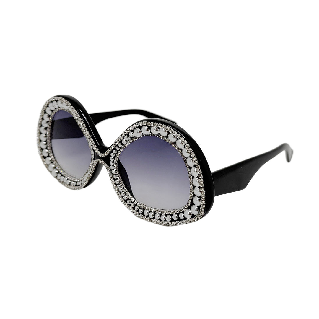 Dame Glamorøs Statement-solbrille med funklet krystallramme Skanto