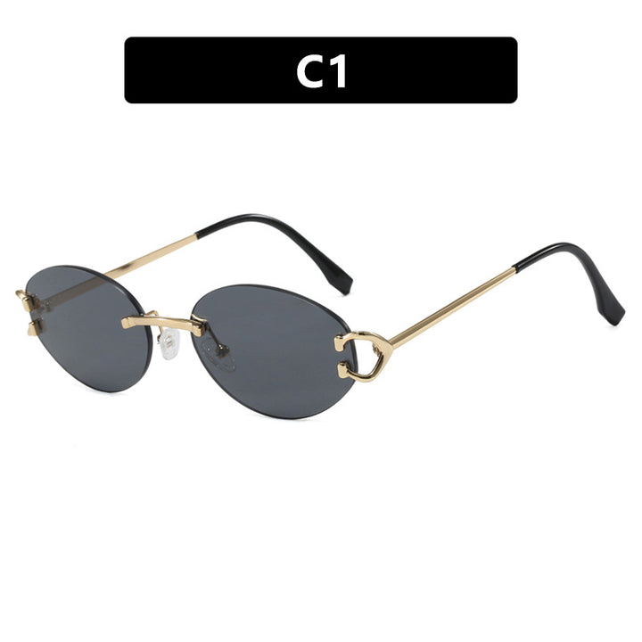 Dame elegant ovalformet solbrille med moderne metalramme Skanto