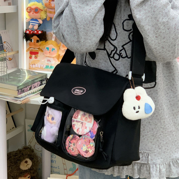 Multi-lommer messenger bag skole ryggsekk