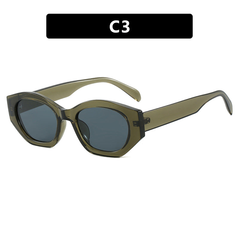 Dame geometrisk solbrille med trendy, gjennomsiktig ramme Skanto