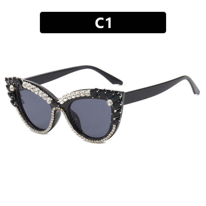Damer ekstravagante Cat-Eye solbriller med glitrende rhinestones Skanto