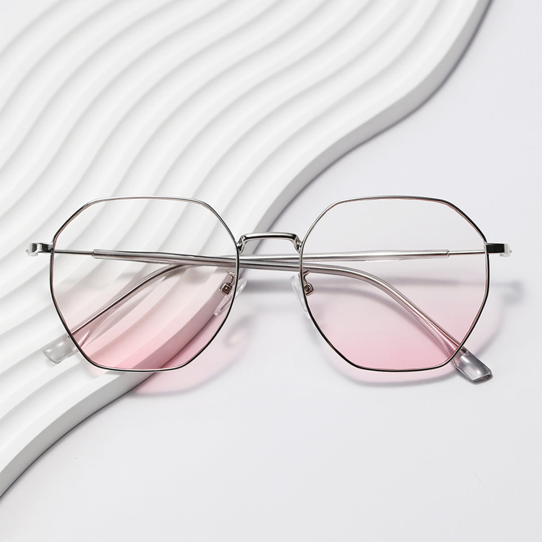 Dame modisk åttekantet solbrille med trendy metallramme Skanto
