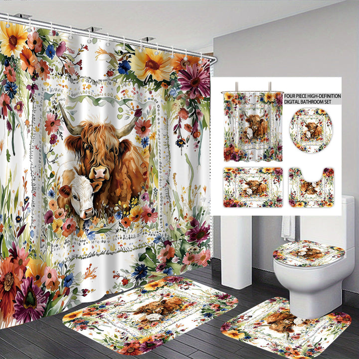 Kunstnerisk Highland Cow Badsett Skanto