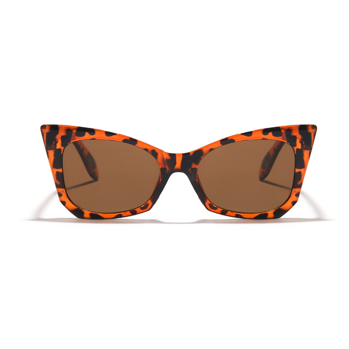 Dame solbrille i trendy katteøye-design med iøynefallende leopardmønster Skanto