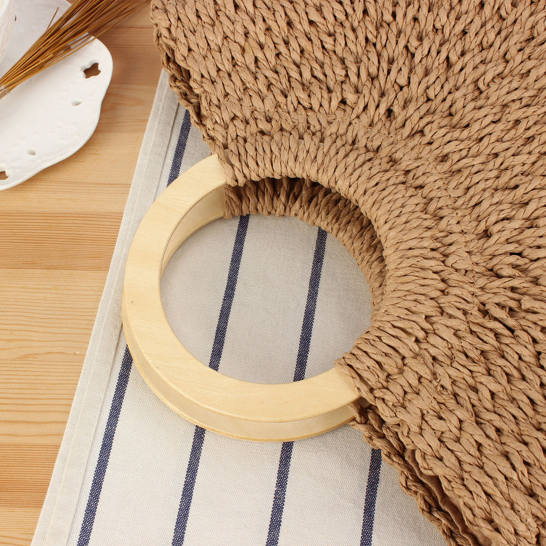 Designer bag made of handmade wicker with wooden handle Skanto