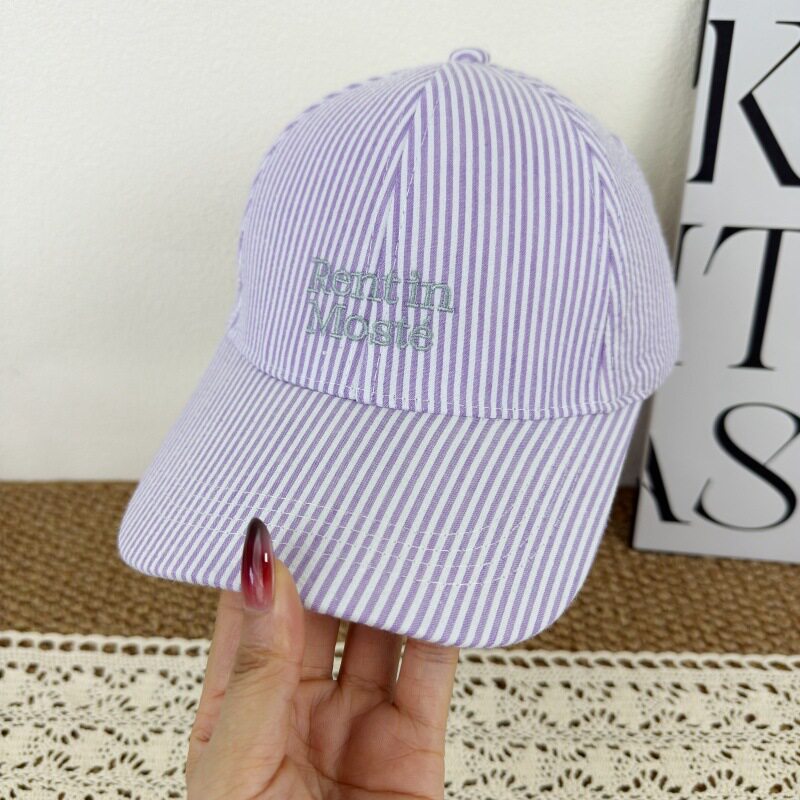 Kvinne Stripet Brodert Baseball Caps Skanto