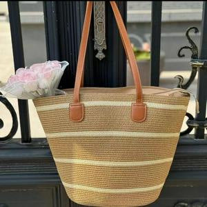 Oversized Strandveske i Flettet Materiale Skanto