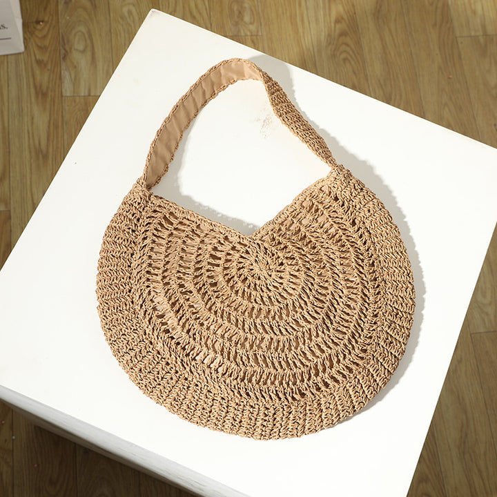 Heklet strandveske i kunstnerisk spiraldesign Skanto