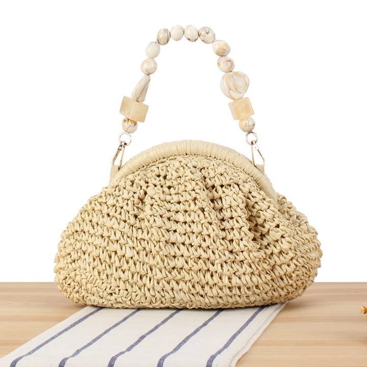 Stylish handbag with colorful beaded handle Skanto