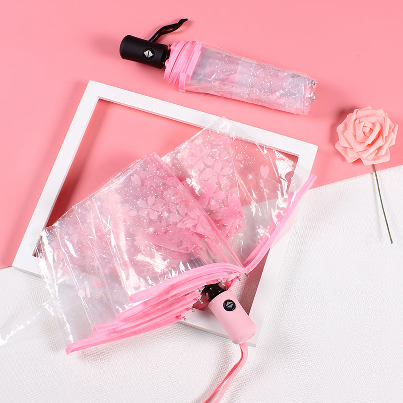 Damer elegant og bærbar paraply med blomsterdesign Skanto